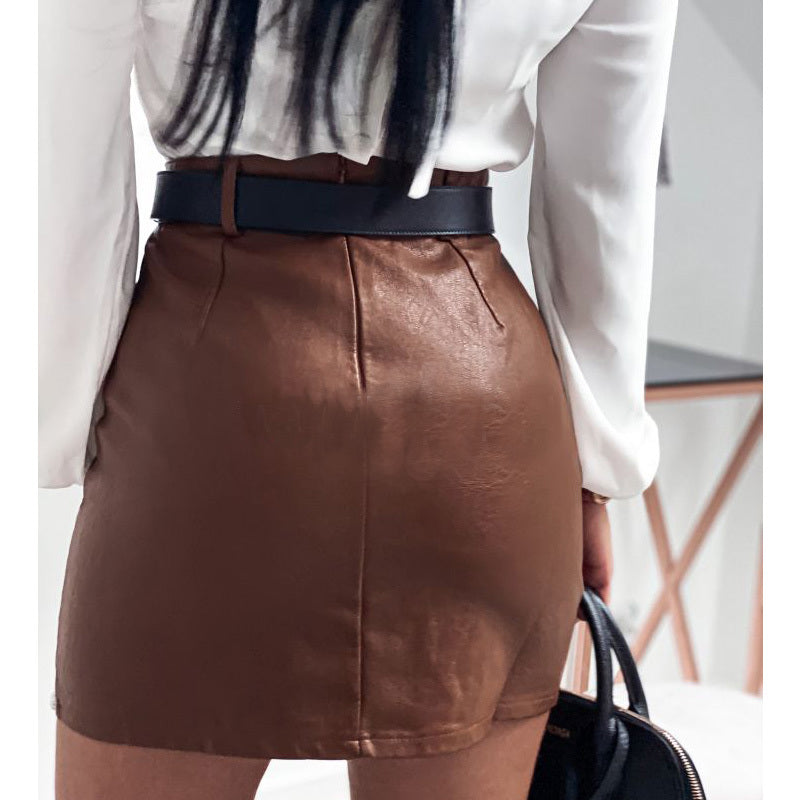 Elegant PU Leather Skirt with Rivet Design  Women’s Fashion Wear